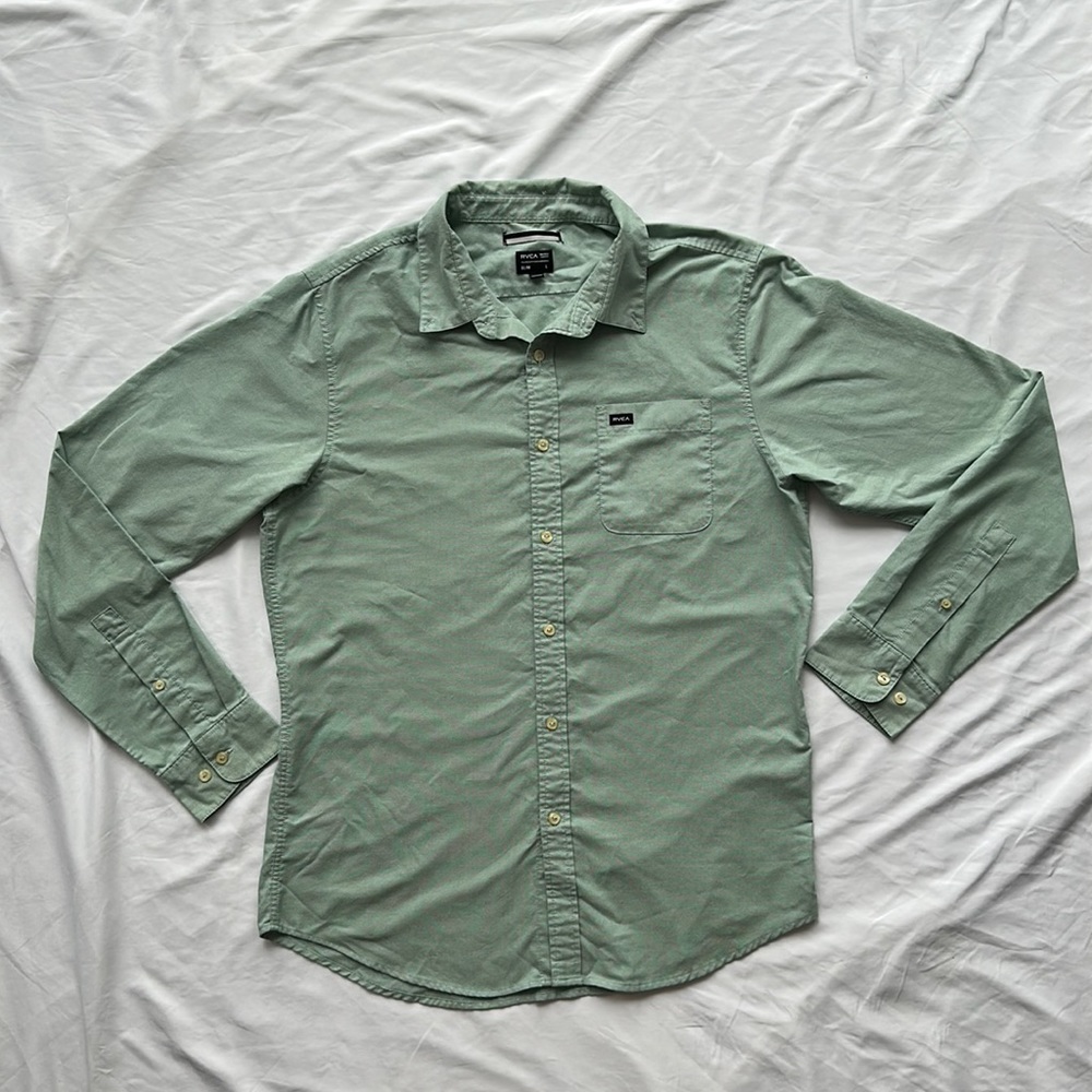Blue/green RVCA button-up shirt - Sz L